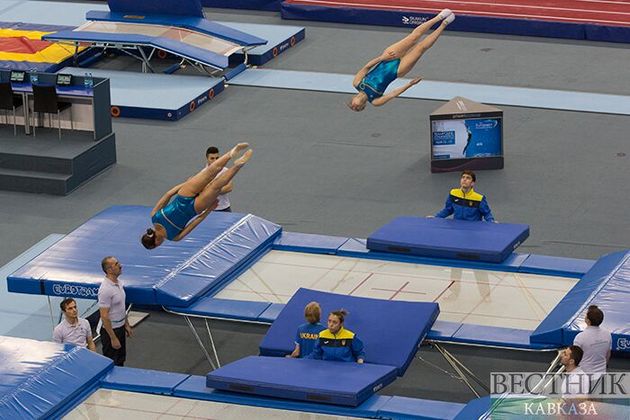 В финале в синхронных прыжках на батуте победили белорусские спортсменки