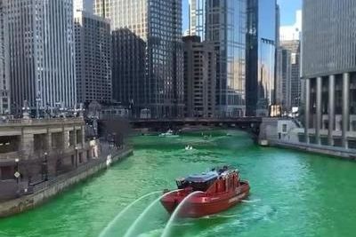 В Чикаго снова &quot;зазеленело&quot; городское озеро